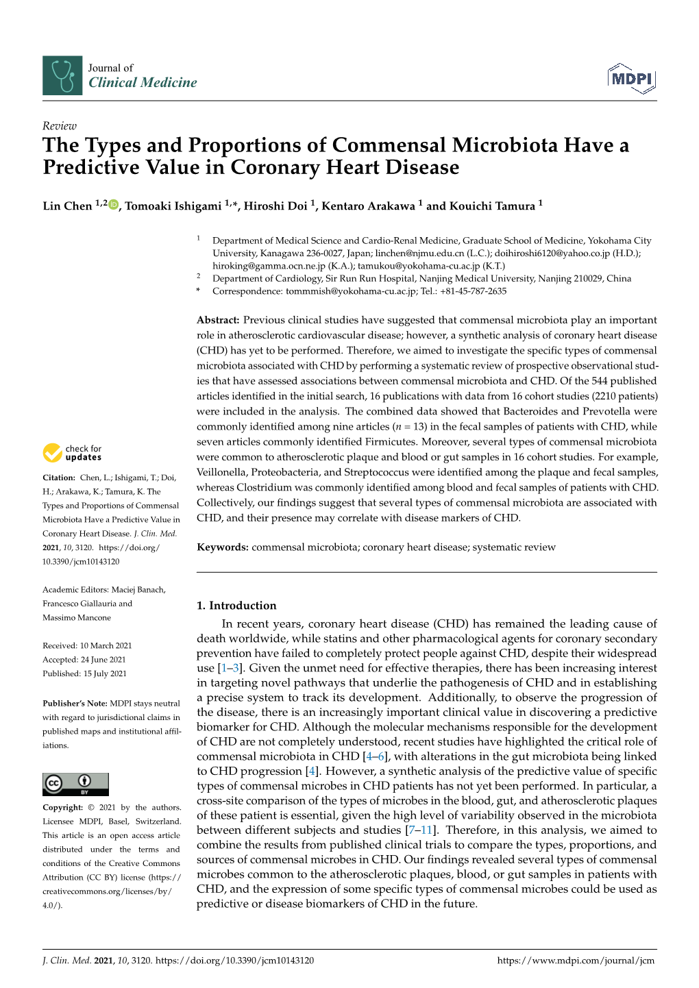 The Types and Proportions of Commensal Microbiota Have a Predictive Value in Coronary Heart Disease