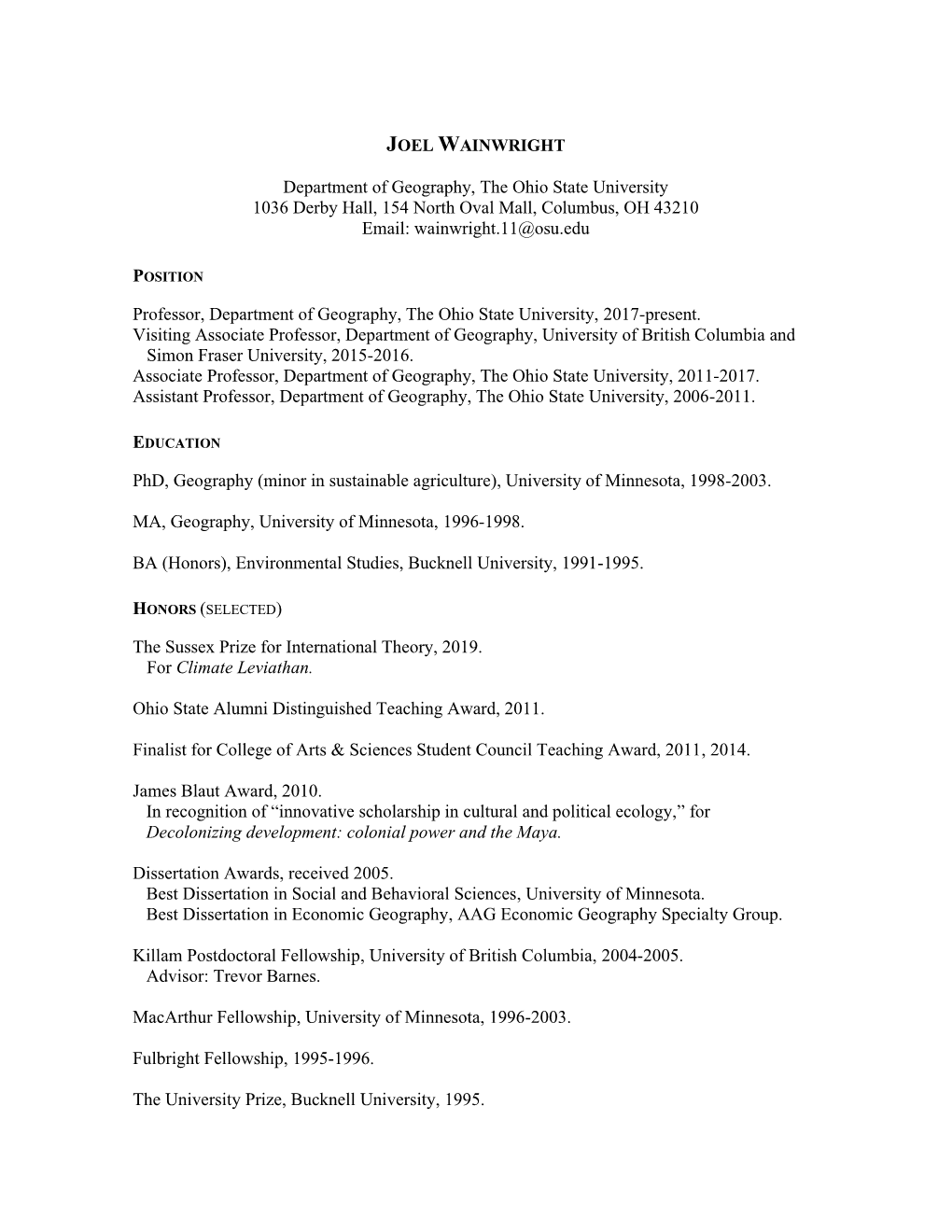 Joel Wainwright CV.Pdf