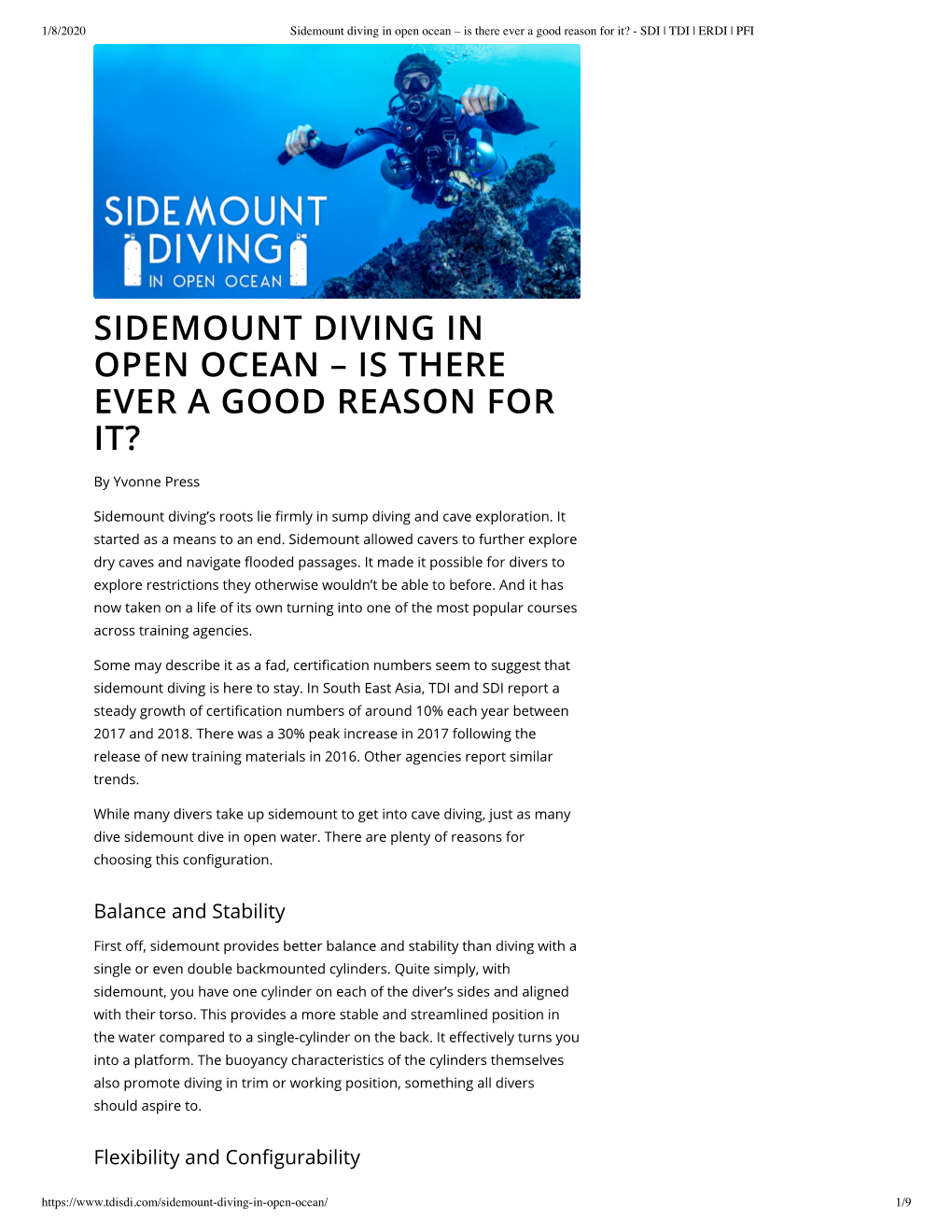 Sidemount Diving in Open Ocean – Is There Ever a Good Reason for It? - SDI | TDI | ERDI | PFI