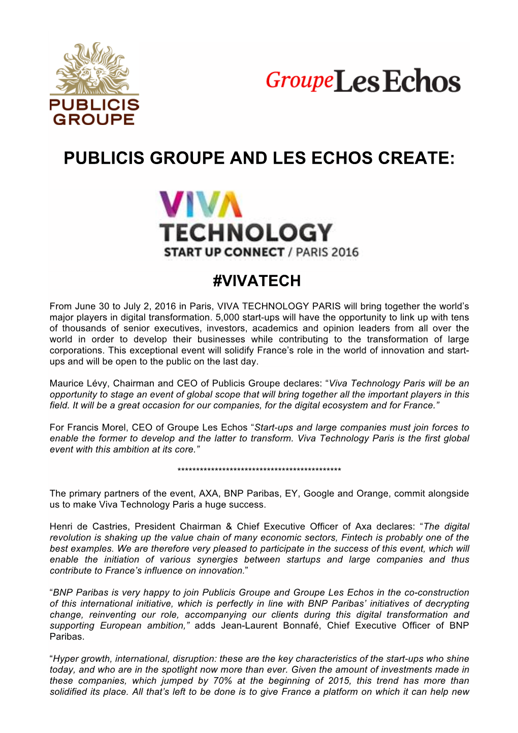 Publicis Groupe and Les Echos Create