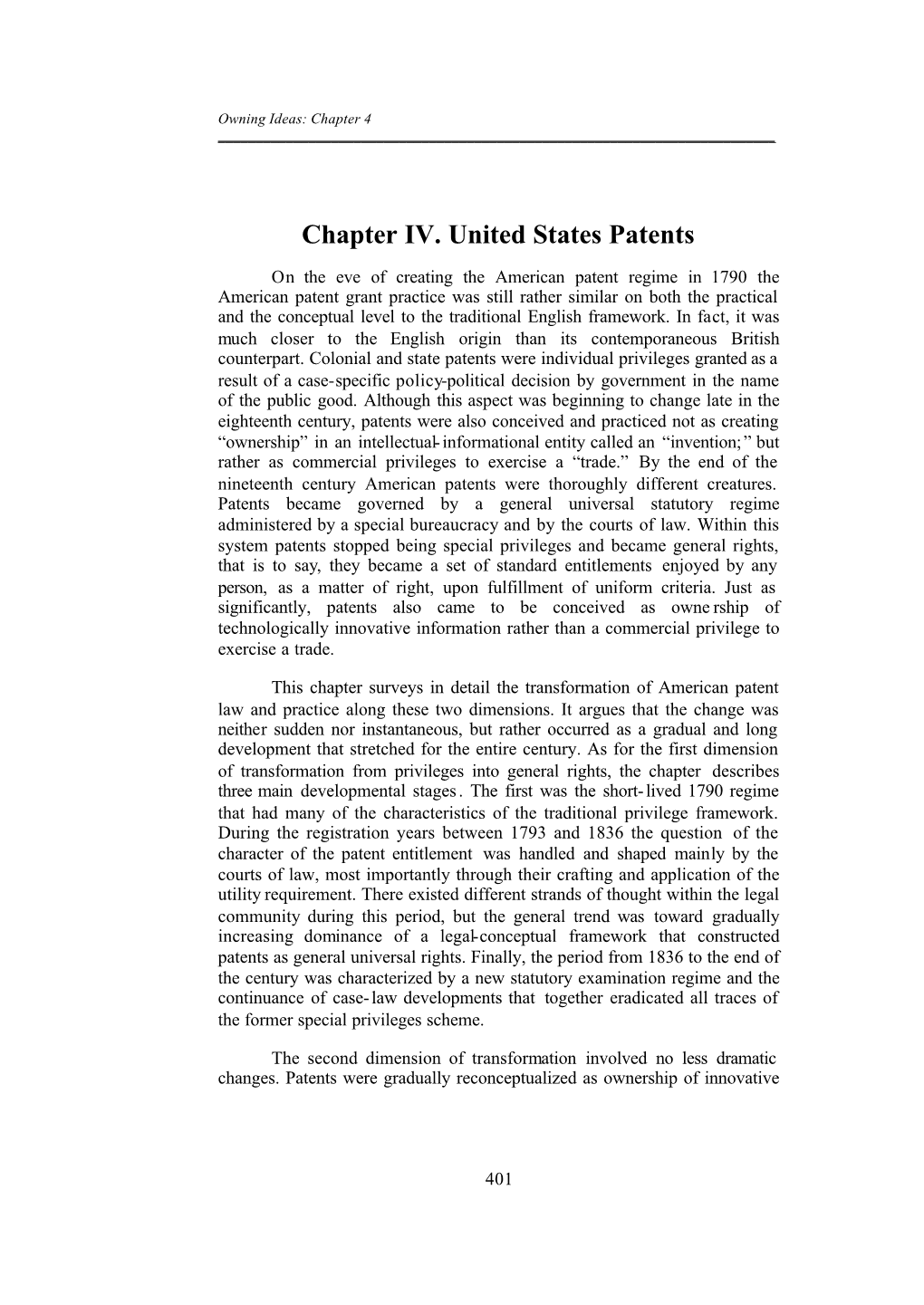 Chapter IV. United States Patents