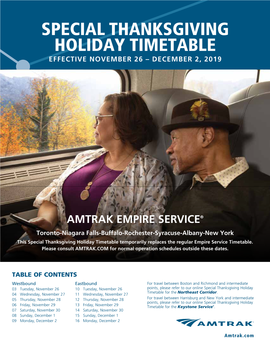 Empire Service Thanksgiving-New York-Toronto-November26