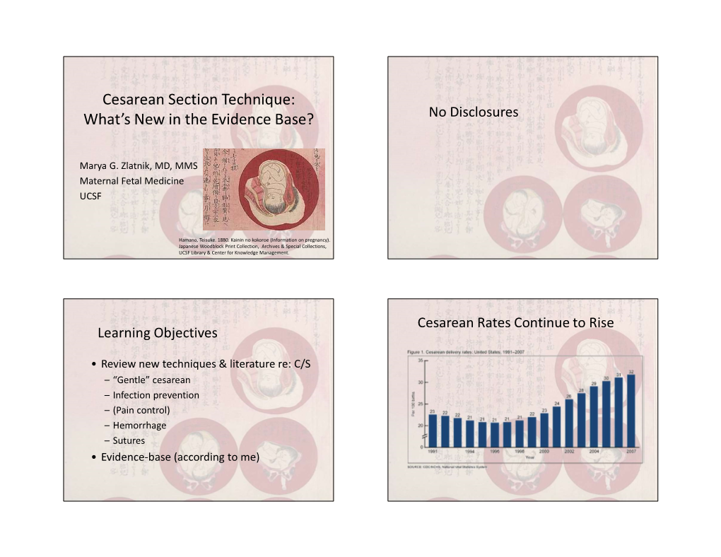 Cesarean Section Technique: What's New in the Evidence Base?