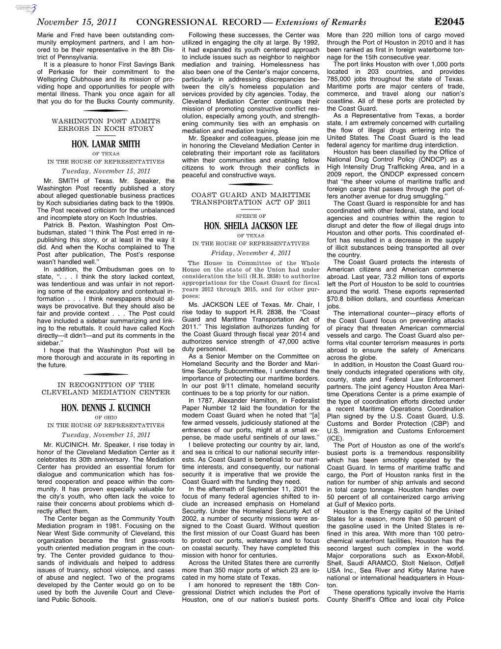 CONGRESSIONAL RECORD— Extensions of Remarks E2045 HON