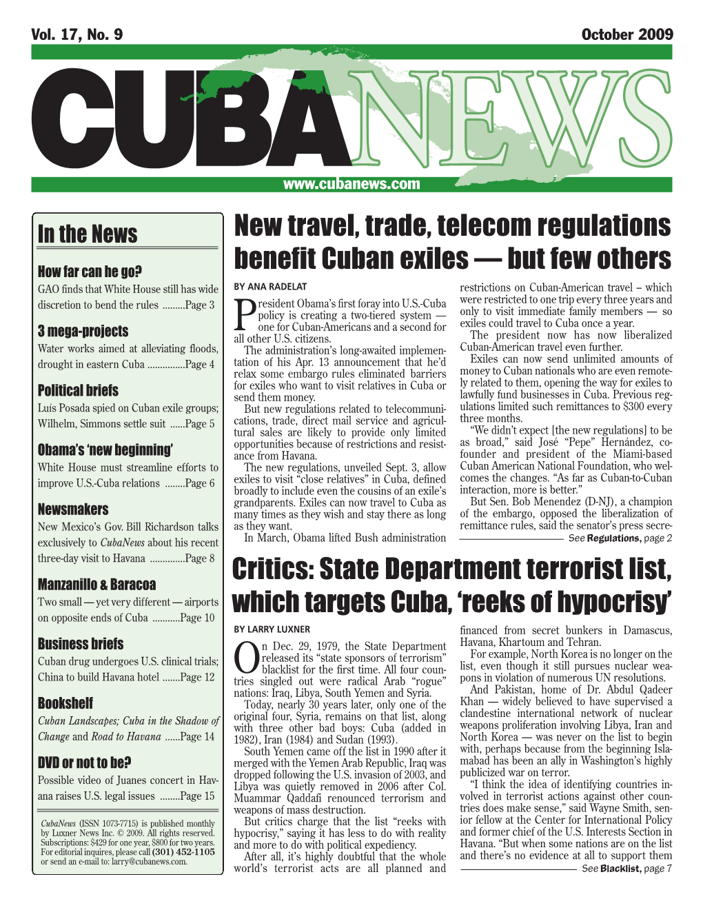 State Department Terrorist List, Which Targets Cuba