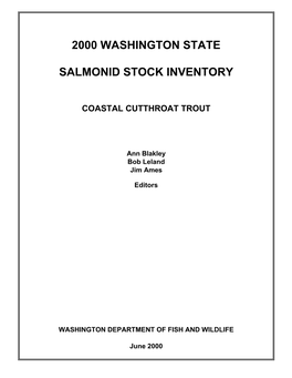 WDFW 2000 Washington State Salmonid Stock Inventory (SASSI)