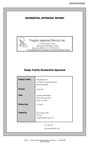 Residential Appraisal Report