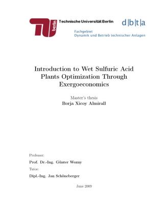 Introduction to Wet Sulfuric Acid Plants Optimization Through Exergoeconomics