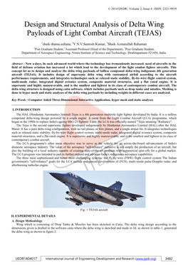 Design and Structural Analysis of Delta Wing Payloads of Light Combat Aircraft (TEJAS)