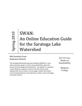 SWAN: an Online Education Guide for the Saratoga Lake Watershed
