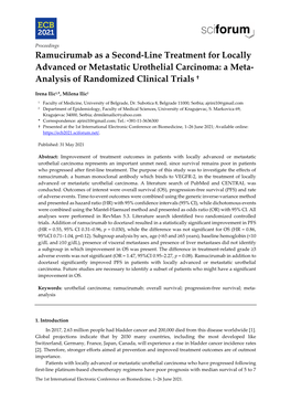 Ramucirumab As a Second-Line Treatment for Locally Advanced Or Metastatic Urothelial Carcinoma: a Meta- Analysis of Randomized Clinical Trials †