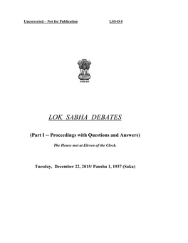 Bill, 2015 Which Was Passed by the Lok Sabha at Its Sitting Held on the 4Th August, 2015.”