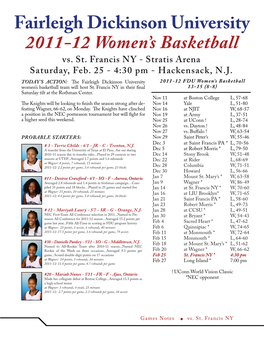 Fairleigh Dickinson University 2011-12 Women's Basketball