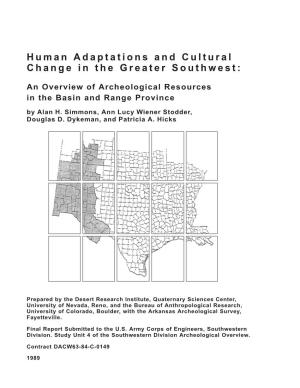 Human Adaptations and Cultural Change in the Greater Southwest