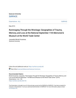 Geographies of Trauma, Memory, and Loss at the National September 11Th Memorial & Museum at the World Trade Center