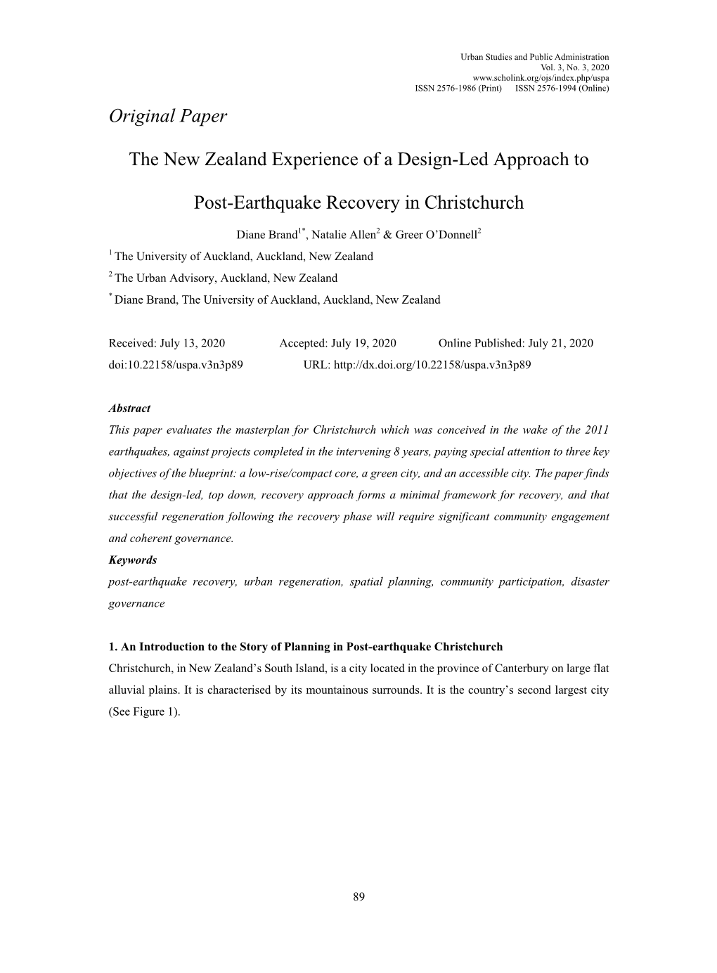 Original Paper the New Zealand Experience of a Design-Led