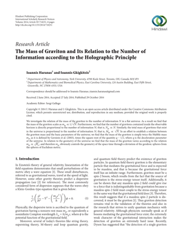 The Mass of Graviton and Its Relation to the Number of Information According to the Holographic Principle