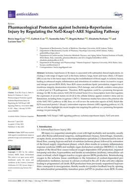 Pharmacological Protection Against Ischemia-Reperfusion Injury by Regulating the Nrf2-Keap1-ARE Signaling Pathway