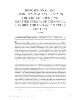 Depositional and Geochemical Cyclicity in the Cretaceous Fine- Grained Strata of Colombia. a Model for Organic Matter Content