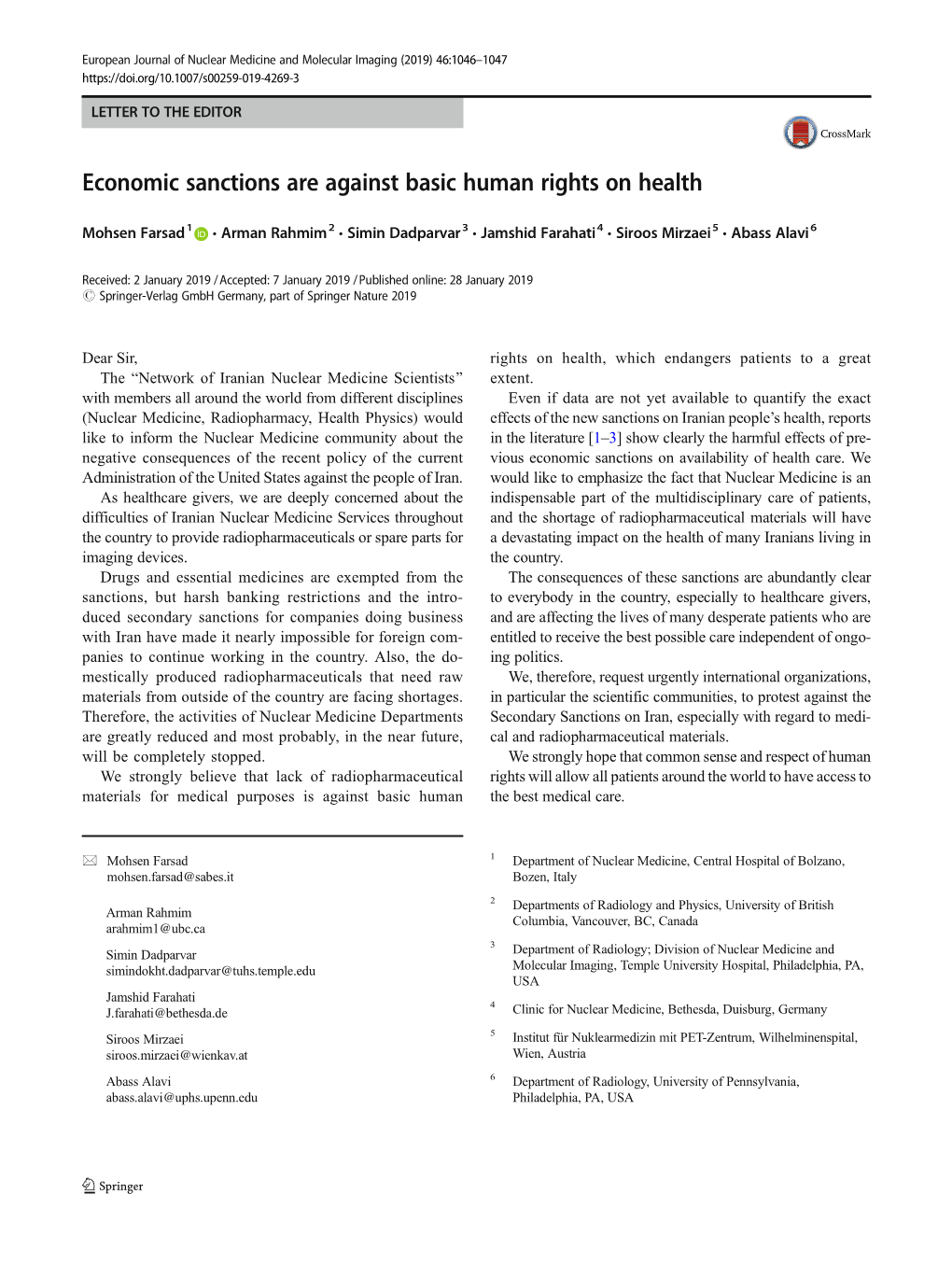 Economic Sanctions Are Against Basic Human Rights on Health