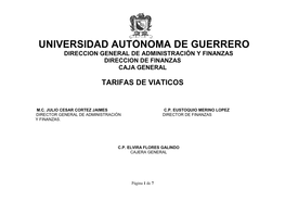 Universidad Autònoma De Guerrero Direccion General De Administración Y Finanzas Direccion De Finanzas Caja General