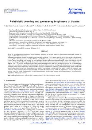 Relativistic Beaming and Gamma-Ray Brightness of Blazars