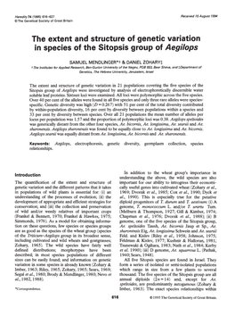 The Extent and Structure of Genetic Variation in Species of the Sitopsis Group of Aegilops