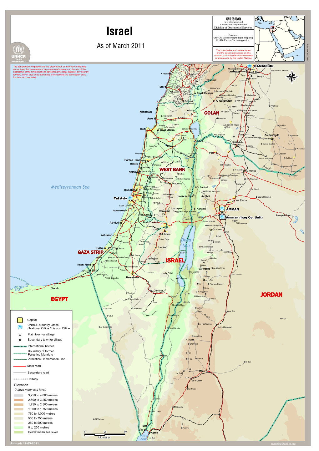 Israel Sources: UNHCR, Global Insight Digital Mapping © 1998 Europa Technologies Ltd