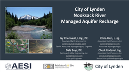 City of Lynden Nooksack River Managed Aquifer Recharge