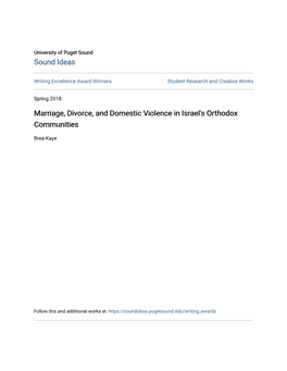 Marriage, Divorce, and Domestic Violence in Israel's Orthodox Communities