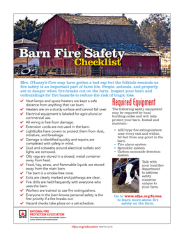 Barn Fire Safety Checklist