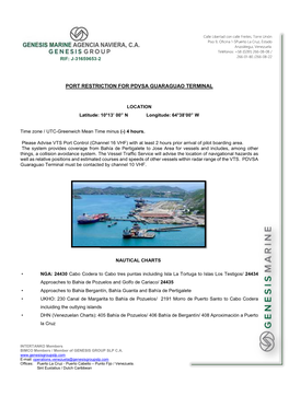 Port Restriction for Pdvsa Guaraguao Terminal