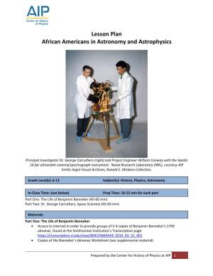 Lesson Plan African Americans in Astronomy and Astrophysics
