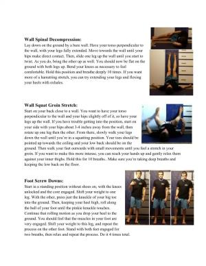 Wall Spinal Decompression: Wall Squat Groin Stretch: Foot Screw