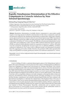Rapidly Simultaneous Determination of Six Effective Components in Cistanche Tubulosa by Near Infrared Spectroscopy