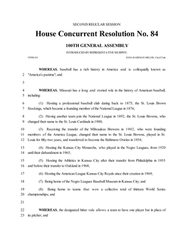 House Concurrent Resolution No. 84