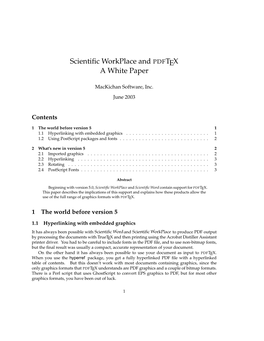 Scientific Workplace and PDFTEX a White Paper
