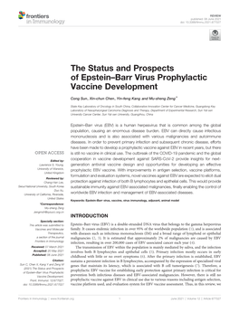 The Status and Prospects of Epstein–Barr Virus Prophylactic Vaccine Development