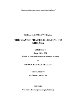 The Way of Practice Leading to Nibbāna