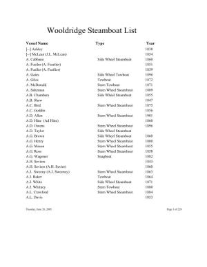 Wooldridge Steamboat List