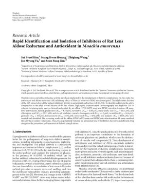 Rapid Identification and Isolation of Inhibitors of Rat Lens Aldose Reductase and Antioxidant in Maackia Amurensis