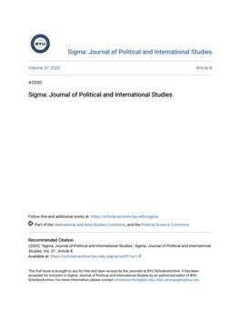 Sigma: Journal of Political and International Studies