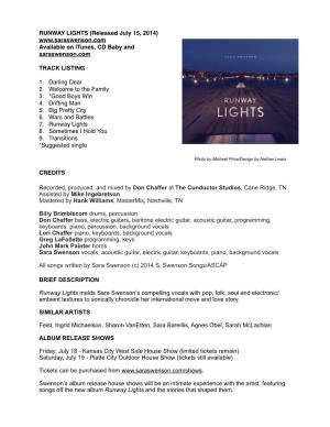 Sara Swenson / Runway Lights One Sheet