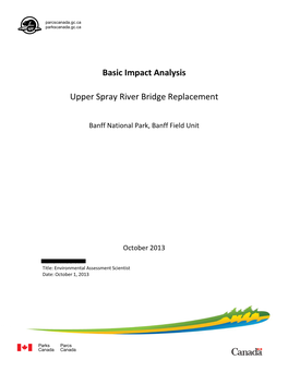 Basic Impact Analysis Upper Spray River Bridge Replacement