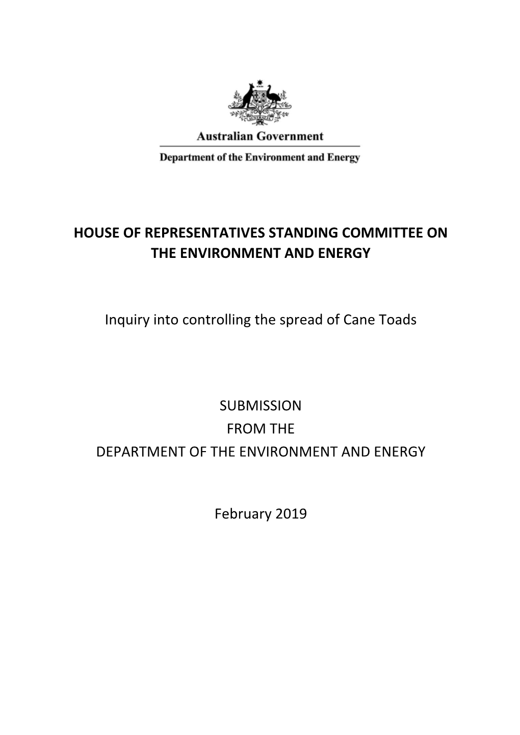 House of Representatives Standing Committee on the Environment and Energy