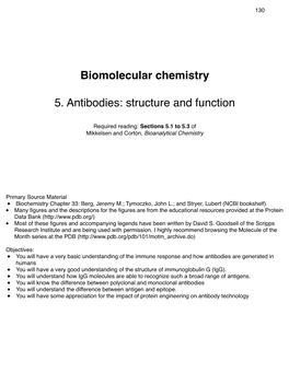 Biomolecular Chemistry 5. Antibodies: Structure and Function