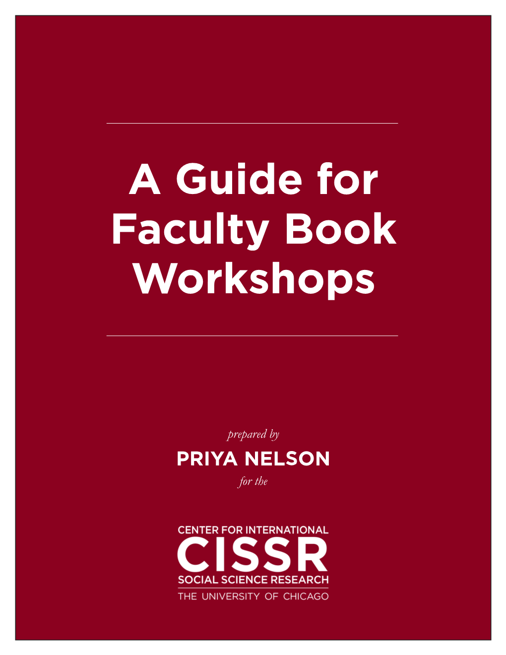 A Guide for Faculty Book Workshops