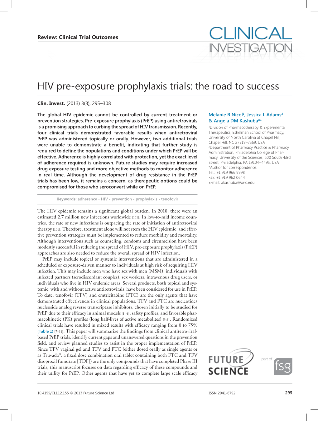 HIV Pre-Exposure Prophylaxis Trials: the Road to Success