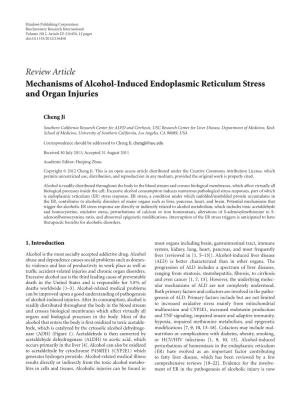 Mechanisms of Alcohol-Induced Endoplasmic Reticulum Stress and Organ Injuries