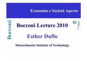 B I L 2010 Bocconi Lecture 2010 Esther Duflo